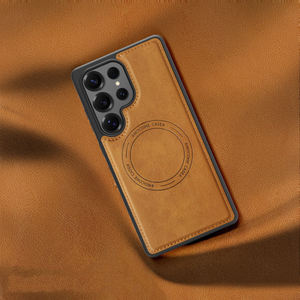 Étui de téléphone en cuir de luxe tendance et simple avec logo personnalisé, coque intégrée avec film protecteur antichoc pour Samsung - Product Image 3