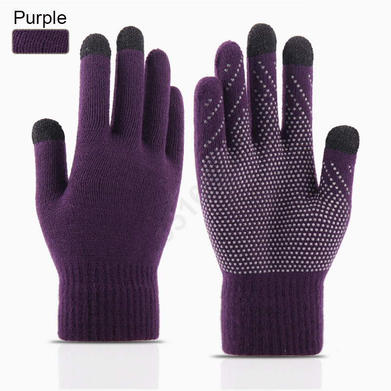 Женские кашемировые трикотажные перчатки с начесом, женские жаккардовые перчатки для сенсорного экрана, сохраняющие тепло зимние перчатки