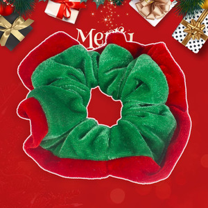 Coleteros de Terciopelo Navideños, Lazos para el Cabello de Tela Sencilla, Rojo y Verde, Accesorios para el Cabello Navideños para Mujer, Venta al por Mayor - Product Image 4