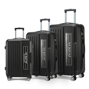 ABS Durable Lightweight 360 Silent Spinner <b>Wheels</b> TSA <b>Lock</b> Black 20/24/28 Inch Luggage Set 3 Pcs - Product Image 2