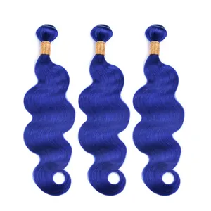 virgin human hair blue hair bundles with blue hair closure