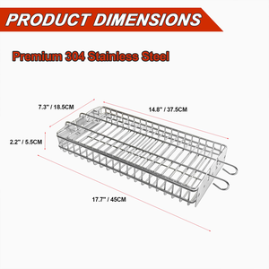 BBQ Accessories Stainless Steel <b>Flat</b> Spit <b>Grill</b> Basket Square Rotisserie Spit Rods <b>Grills</b> Basket for Any <b>Grill</b> - Product Image 2
