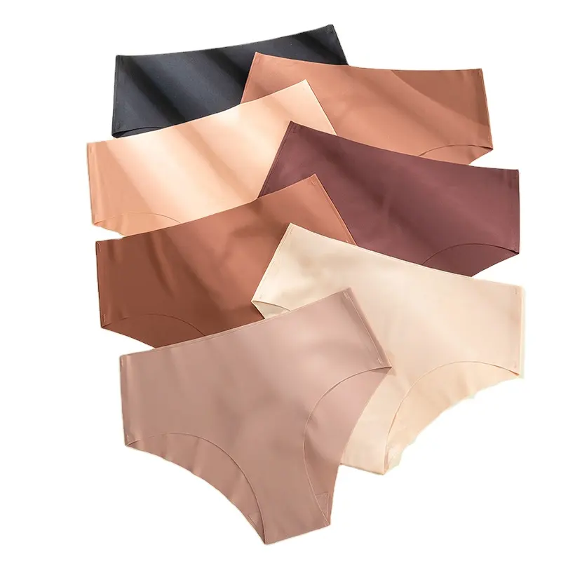 Women's underwear ice silk one piece seamless panties sexy lingerie mid high waist briefs for ladies