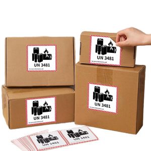 Custom Lithium Battery Label UN3481 Adhesive Rectangular Paper Durable For <b>Logistics</b> Air Freight <b>Packaging</b> - Product Image 5
