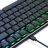 Clavier mécanique de jeu de taille standard avec 87 touches filaires, interrupteurs Cherry MX Blue personnalisés, rétroéclairage RVB, interface USB, touches programmables