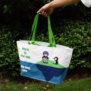 Bolsas de Compras Plegables Reutilizables, Impermeables, de PP Tejido, con Asas de Cuerda, Logotipo Personalizado Impreso y Laminado - Product Image 3