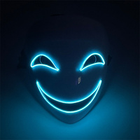 Masque d'Horreur pour Halloween, Fournitures de Fête au Néon, Emote Effrayant, Masque à Fil LED, Lumineux
