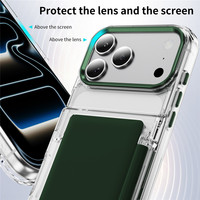 Funda Transparente Antiamarilla a Prueba de Golpes para Teléfono Móvil con Ranura para Tarjetas Plegable de Colores para iPhone 15 16 17 Pro Max