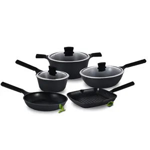 Atacado Kitchenware Indução Preto Panelas e Panelas Conjuntos de panelas antiaderente