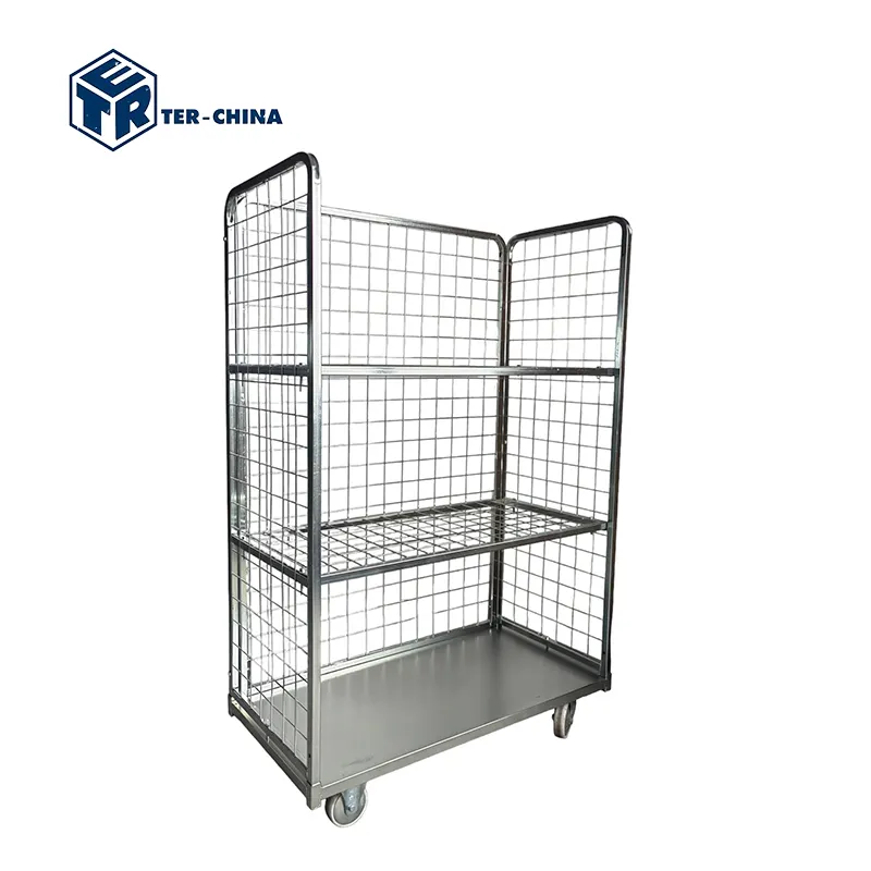 1200x600xh1865 gabbie di stoccaggio in metallo zincato con ruote carrello carrello a gabbia pallet carrello