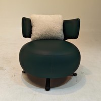 Fauteuil de salon pivotant moderne avec coussin moelleux, revêtement en PU, support en acier carbone
