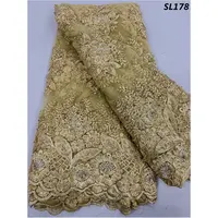 NigerianゴールドカラーElegant Sweetheart Handmade Beaded Lace With Very High Quality
