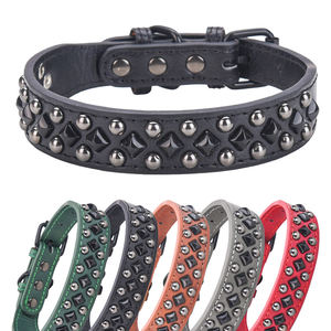 थोक समायोज्य पु चमड़े के कुत्ते के कॉलों में छोटे मध्यम बड़े पालतू गड्ढे बैल बुलडॉग - Product Image 1