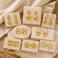 Boucles d'oreilles créoles tendance ES640 Star Design en acier inoxydable, polyvalentes, pour un usage quotidien, bijoux pour femmes, cadeau