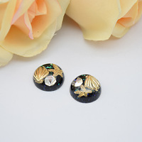 Accessoires en gros pour boucles d'oreilles semi-circulaires en coquillage de 18 mm, autocollants pour bracelets, accessoires de pendentifs en résine faits à la main pour le bricolage