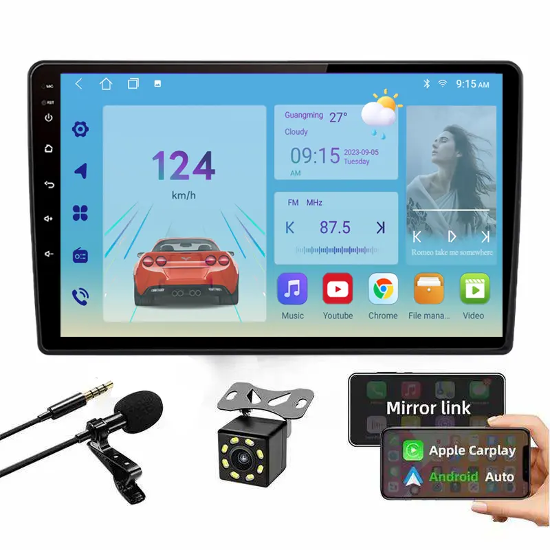 راديو سيارة شامل يدعم Android مقاس 7"/9"/10" لوحدة الرأس بدقة 1280×720 شاشة لمسية مشغل سيارة متعدد الوسائط يدعم 4G GPS مشغل DVD