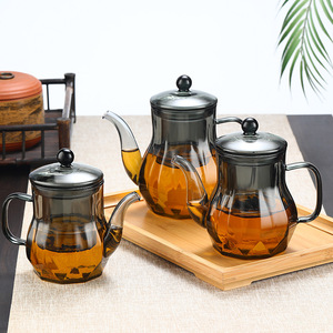 กาน้ำชาแก้วใสทนความร้อนทำมือ พร้อมที่กรอง<span class=keywords><strong>ชา</strong></span>คริสตัลและด้ามจับสีสันสด<span class=keywords><strong>ใส</strong></span> สำหรับ<span class=keywords><strong>ชา</strong></span>เขียว - Product Image 1