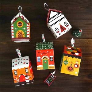 Christmas House Shaped Gift <b>Boxes</b>, Paper Candy Treat <b>Boxes</b> with Handles for Holiday <b>Party</b> - Product Image 5