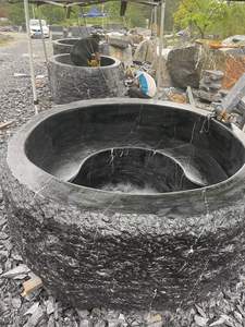 Natural Black Marble Stone Garden Freestanding <strong>Bath</strong> <strong>Hot</strong> Tub Japanese Outdoor Large Soaking <strong>Sitting</strong> Bathtub - Product Image 4