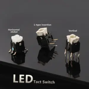 Illuminated Tact Switch 6*7.2/6*9/7*7/8*8 Mm Green Red Yellow Blue White Reset Button Vertical Through Hole PCB Led Tact Switch