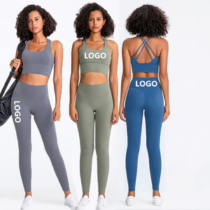 Conjunto Deportivo para Mujer, Sensación de Desnudez, Sujetador Deportivo con Push-Up, Leggings de Cintura Súper Alta, Conjunto de Yoga - Product Image 1