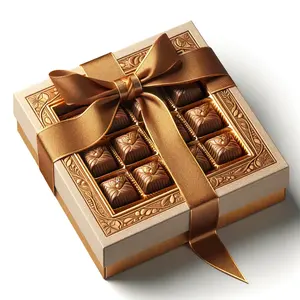 Paquete de regalo de 12 chocolates con patrón creativo personalizado de lujo para cumpleaños con caja de chocolate con tapa