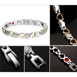 Pulsera de Energía de Acero Inoxidable con Logotipo Chapado en Oro de 24K, Forma de Corazón, 17.8g/pcs19.3g/pcs, Funciones de Adelgazamiento y Cuidado de la Salud, Unisex - Product Image 4