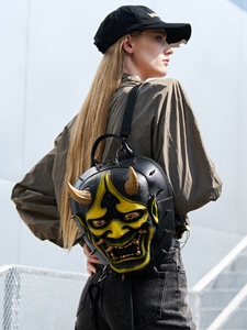 Sac à dos unisexe Halloween Horreur Rivet pour hommes et femmes, masque rouge Oni du Diable Satan <span class=keywords><strong>Hellboy</strong></span> avec cornes électro-plaquées - Product Image 2