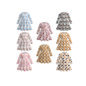 Bébé Enfants Toddler Fille Automne Hiver <span class=keywords><strong>Halloween</strong></span> Doux Lait Soie Fantôme Imprimer Twirl Robe En Stock En Gros Personnalisé - Product Image 1
