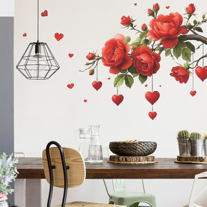 Adesivi <span class=keywords><strong>Murali</strong></span> Romantici a Forma di Albero di Rose Rosse, Adesivi Rimovibili in Vinile di Grandi Dimensioni per Soggiorno e Camere da Letto - Product Image 2