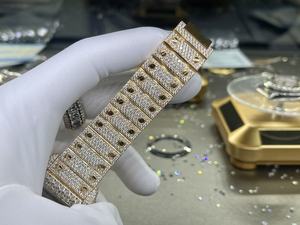 Personalizado de alta calidad a prueba de agua 39,8mm 9015 movimiento de oro rosa VVS reloj de moissanita de hielo de diámetro completo - Product Image 6