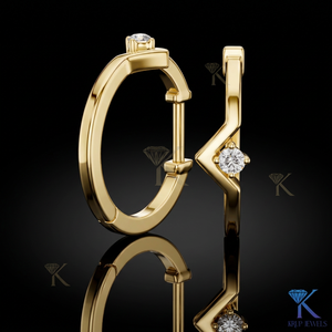 Lab Grown CVD Diamond Solitaire Chevron V Shape <b>Hoop</b> <b>Earrings</b> Snap Back 14K <b>Solid</b> Gold Luxury Women's Jewellery - Product Image 1
