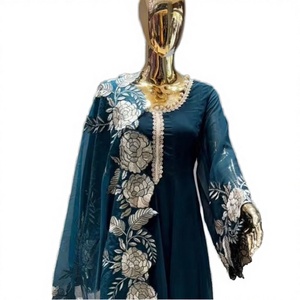 DESIGNER BLACK HEAVY FAUX <b>FUR</b> STITCHED SALWAR KAMEEZ with DUPATTA for PARTY HAND DRAWN PRINTING Winter Summer - Product Image 3