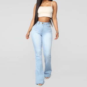 Vente en gros d'usine, jeans de haute <span class=keywords><strong>qualité</strong></span>, sur mesure, pour femmes, taille haute, extensibles, coupe slim, denim, jeans évasés, style Europe et Amérique - Product Image 6