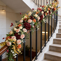 Decoración de Boda con Flores de Cerezo Blancas Puras, Camino de Mesa, Fondo Floral, Arreglo de Hileras de Flores de Seda
