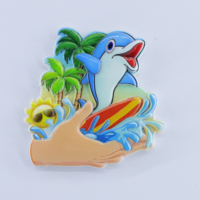 Aimants de réfrigérateur en résine 3D irréguliers en gros, souvenirs de voyage de plage tropicale avec dauphin de dessin animé, décoration de cuisine