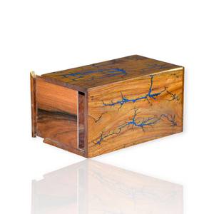 Compre una urna decorativa moderna de madera maciza con resina azul, urna conmemorativa de madera hecha a mano para uso funerario. - Product Image 5