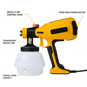 <span class=keywords><strong>Pistola</strong></span> de Pintura Eléctrica RYNEX 700W HVLP <span class=keywords><strong>con</strong></span> Boquillas de Cobre, Patrón de Pulverización Ajustable, Pulverizador de Pintura Manual - Product Image 5