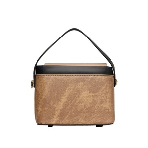 SOMETHING Structured Vintage Designer PU Leather Waterproof Lightweight Box Crossbody Satchel Bag Removable Strap <b>Small</b> Capacity - Product Image 4