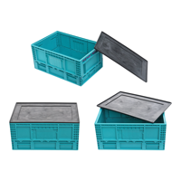 Caisses de rangement utilitaires QS ABS en plastique solide empilables, pliables et pliables avec couvercles