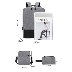 Cross-border Men's <b>Backpack</b> USB Charging <b>Large</b> Capacity Oxford Cloth Casual Business Simple Computer Three-piece <b>Backpack</b> - Product Image 2