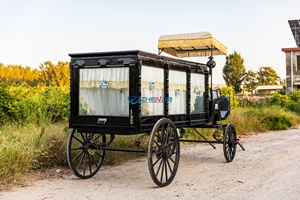 Latest Design Horse Drawn Funeral Hearse Coffin Buggy Motorcycle Funeral Cart Funeral Service Wagon - Product Image 6