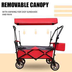 Folding Wagon Garden <b>Cart</b> Large Capacity Outdoor Garden Beach Folding Wagon With Canopy <b>Utility</b> - Product Image 5
