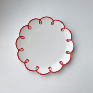 <span class=keywords><strong>Assiette</strong></span> en céramique écologique SYL, décoration de mariage, <span class=keywords><strong>bord</strong></span> rouge, motif ajouré rétro, vaisselle artisanale, design floral en dentelle - Product Image 2