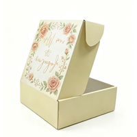 Boîte cadeau en carton personnalisée, écologique, biodégradable, imprimée de motifs floraux, estampillée à chaud avec du feuille d'or, gaufrée, laminée mate