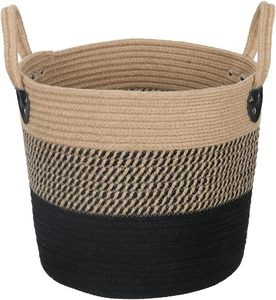 Panier à linge en jonc de mer fait main, ensemble de bacs de rangement tressés naturels avec poignées pour la décoration intérieure - Product Image 1