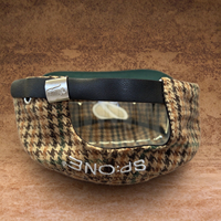 Casquette Pillbox Pied-de-Poule Personnalisée Broderie Point de Chaînette Visière Plate Mélange de Laine Sangle en Cuir Réglable Boucle Métallique Unisexe