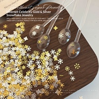 Paso Sico 3D Petits Charms Flocons de Neige Dorés et Argentés pour Ongles, Pack Mixte, Embellissements en Alliage Métallique DIY, Style Simplicité