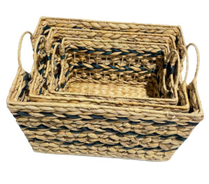 ตะกร้าใส่ผักตบชวา,ชุดถาดผักตบชวาสำหรับใส่ของในบ้านและจัดระเบียบ - Product Image 4