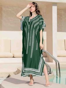 Whosale New Girl abiti caftano stile etnico taglia libera tutta stampata Kimono da spiaggia lunga donna 2025 costume da bagno Cover up - Product Image 3